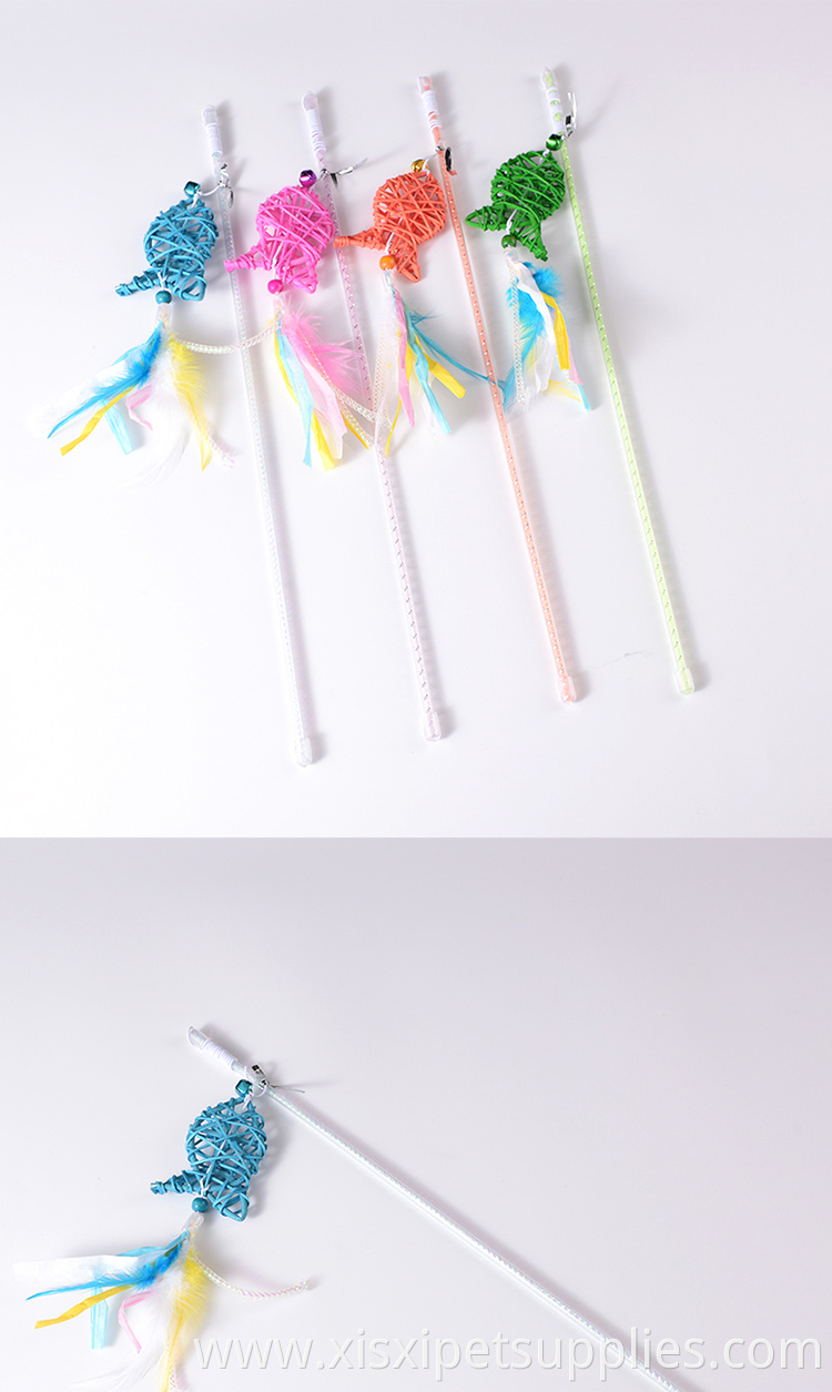 hot sale rattan fish toy for pet cat playing stick